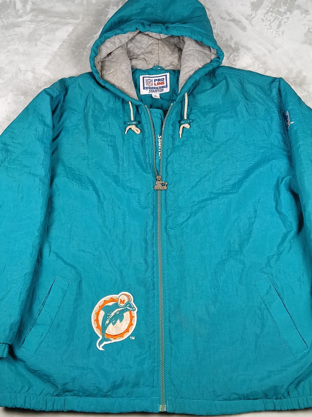 Miami Dolphins Pro Line Starter Puffer Jacket XL Men's Full Zip Hooded